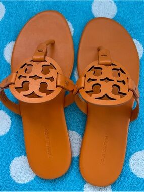 Tory Burch Leather Miller Logo Slide Sandals